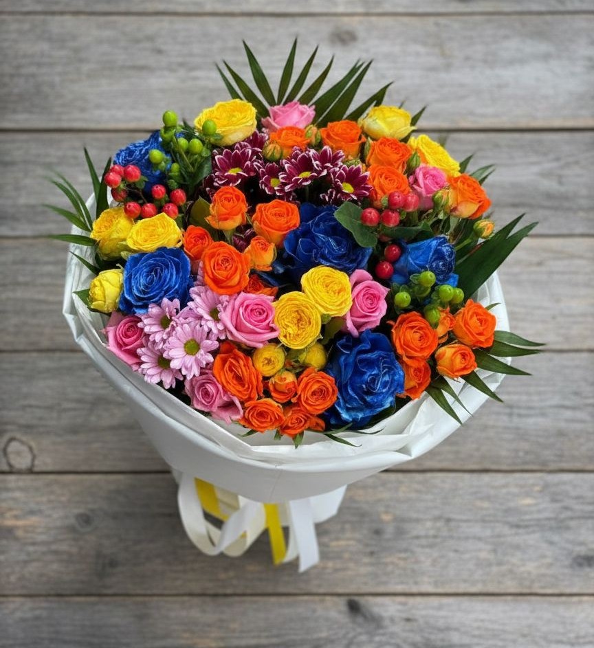 Букет цветов из: Розы и Хризантемы в Чиколе