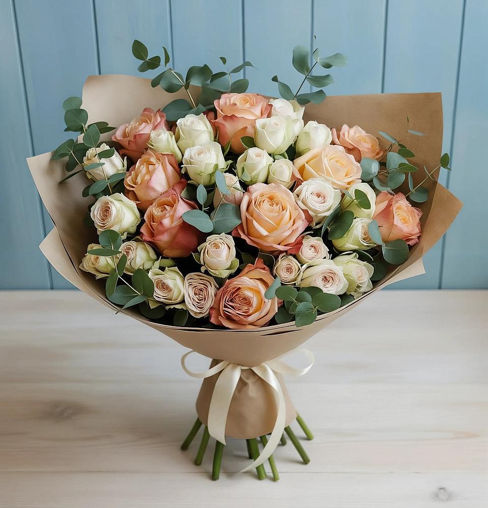 Букет цветов из: Альстромерии и Розы в Чиколе