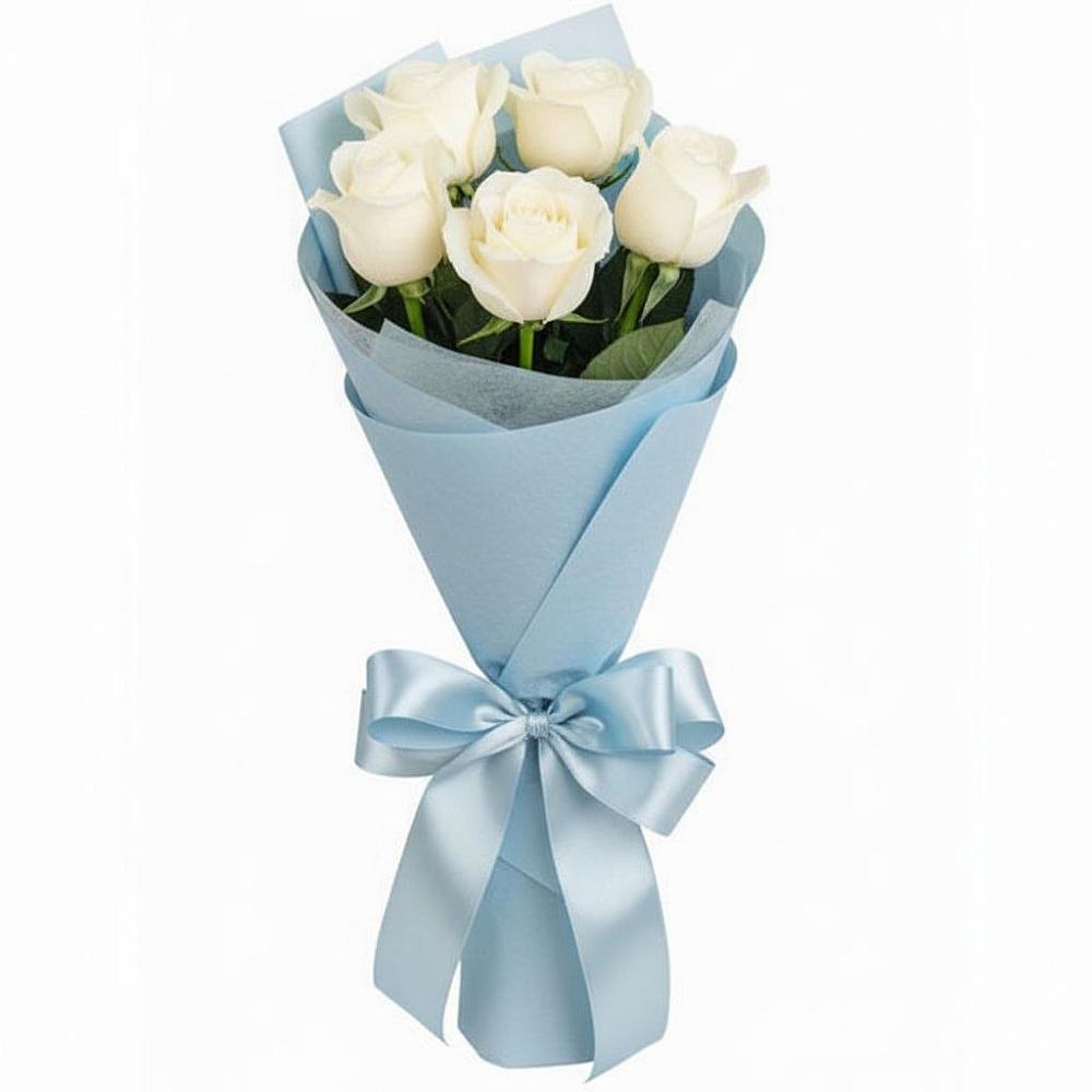Букет 5 Белых роз Проуд в Чиколе