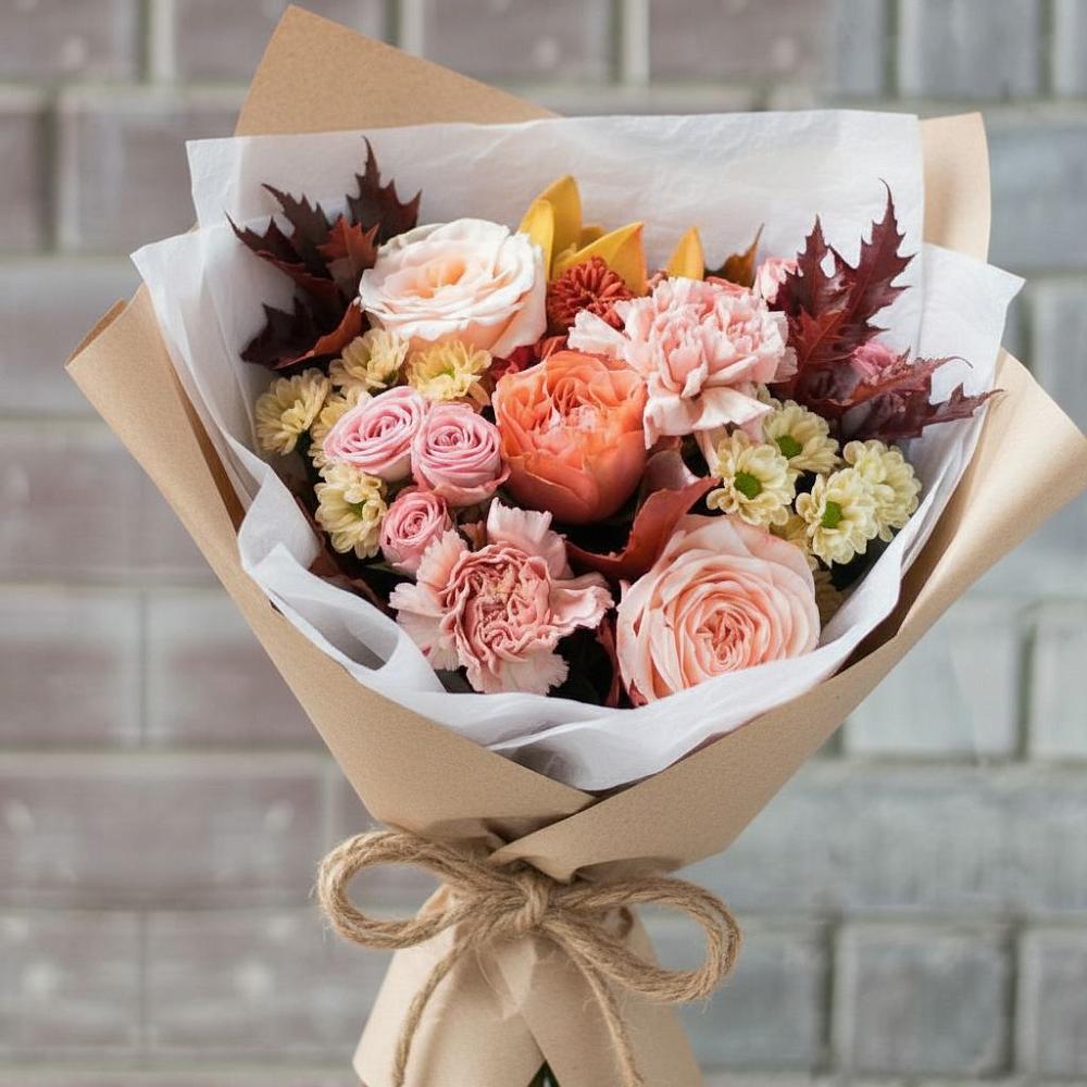 Букет цветов из: Гвоздики, Хризантемы и Розы в Чиколе