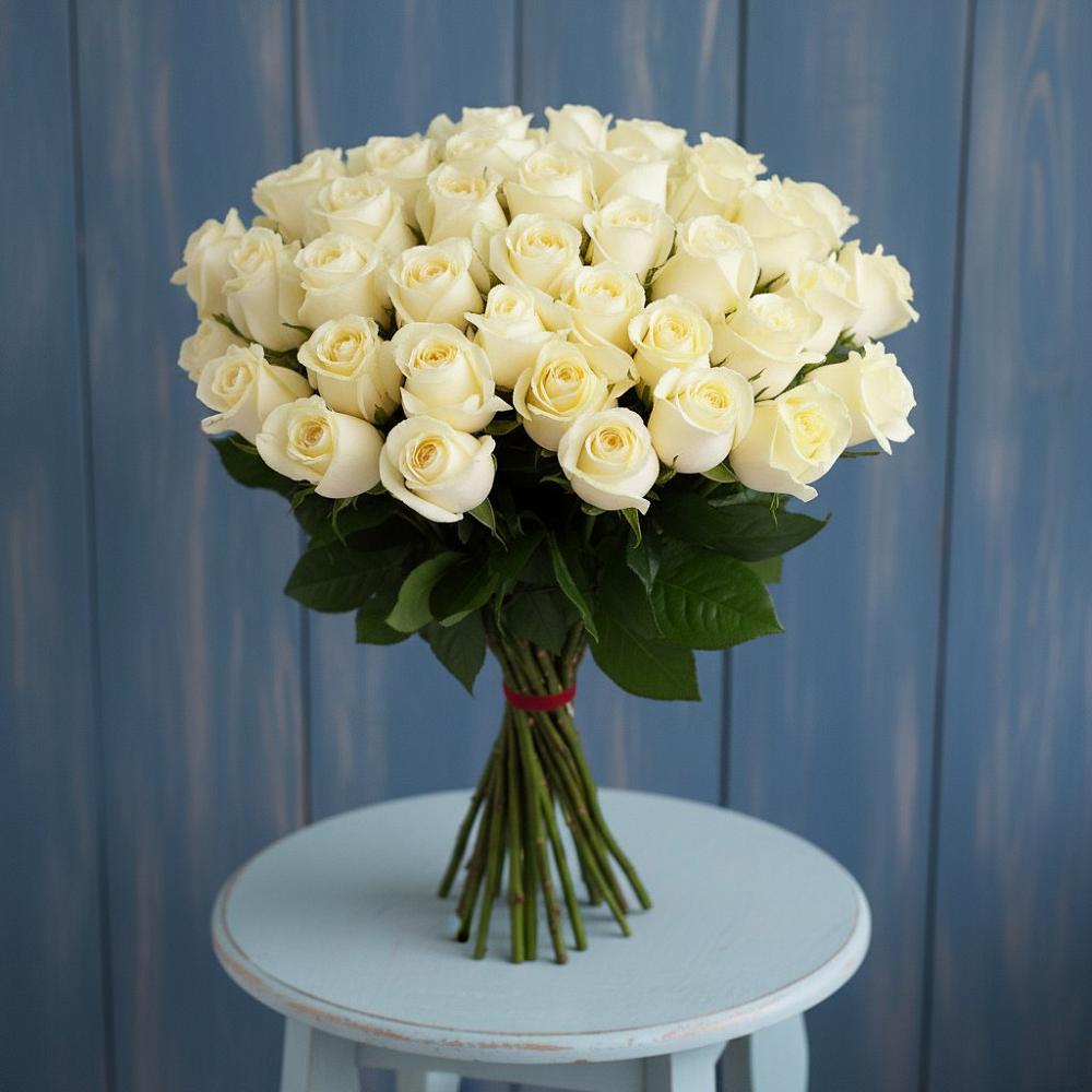 Букет 51 Белая роза Эдлесс Лав в Чиколе