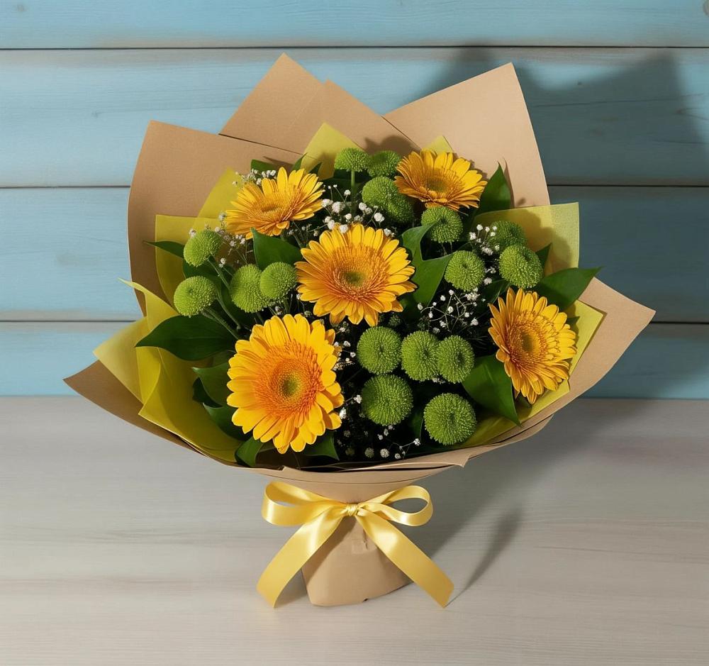 Букет цветов из: Герберы и Хризантемы в Чиколе