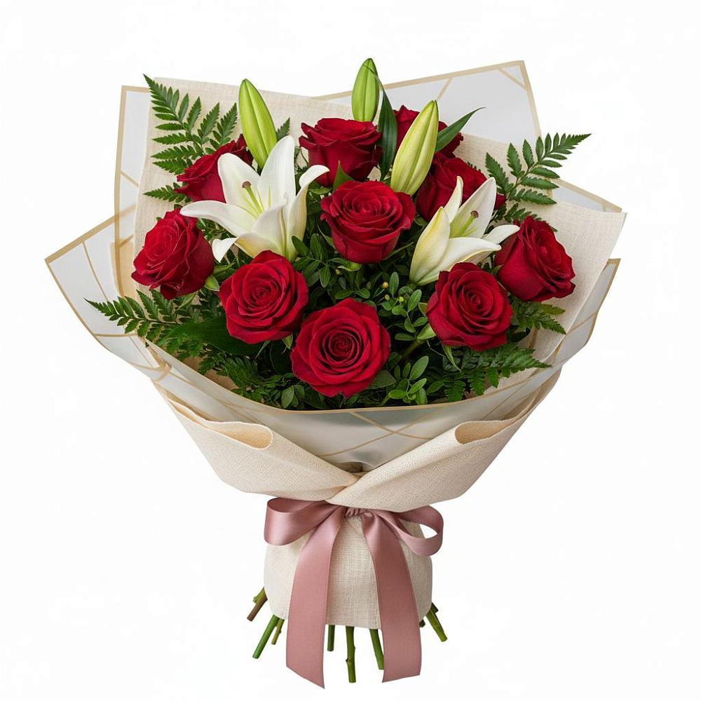 Букет цветов из: Лилии и Розы в Чиколе