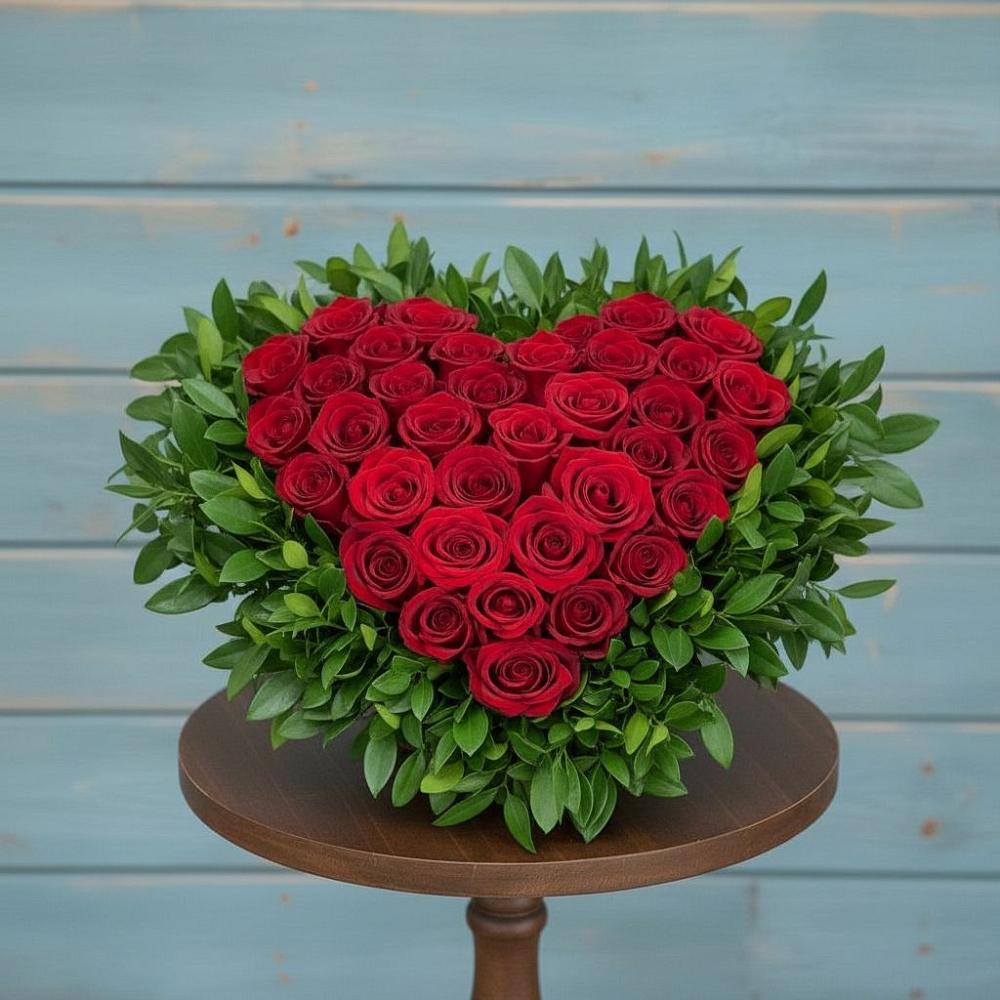 Цветочная композиция из Розы в виде сердца в Чиколе