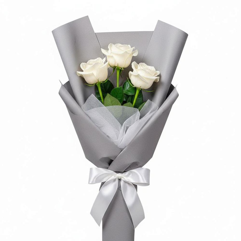 Букет 3 белые розы в Чиколе
