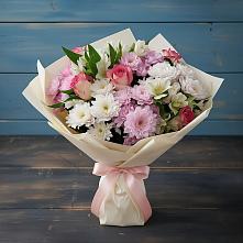 Букет цветов из:  Хризантемы, Альстромерии и Розы #REPLACE_PRED# Чиколе