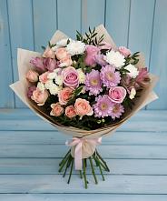 Букет цветов из:  Хризантемы, Розы и Альстромерии в Чиколе