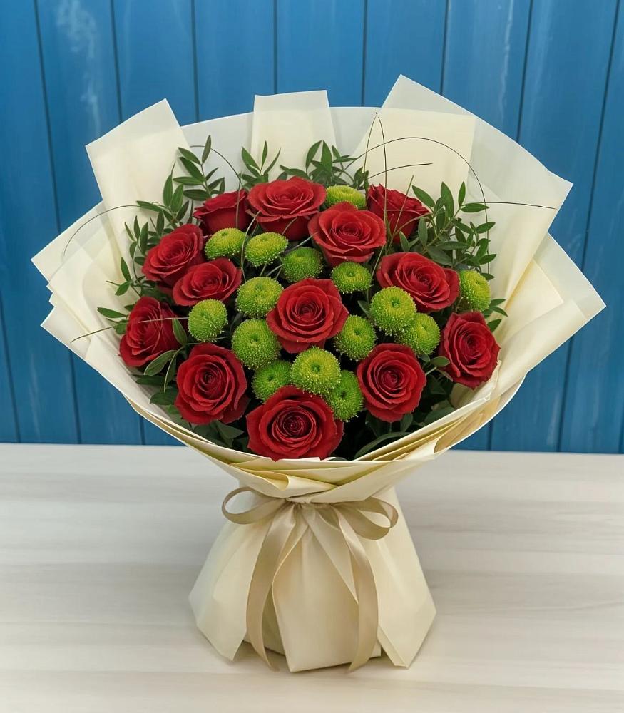 Букет цветов из: Розы и Хризантемы в Чиколе